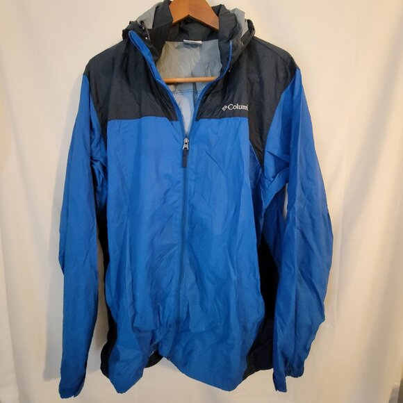 Men's Columbia L Blue Rain Jacket Coat Windbreaker - Picture 1 of 4
